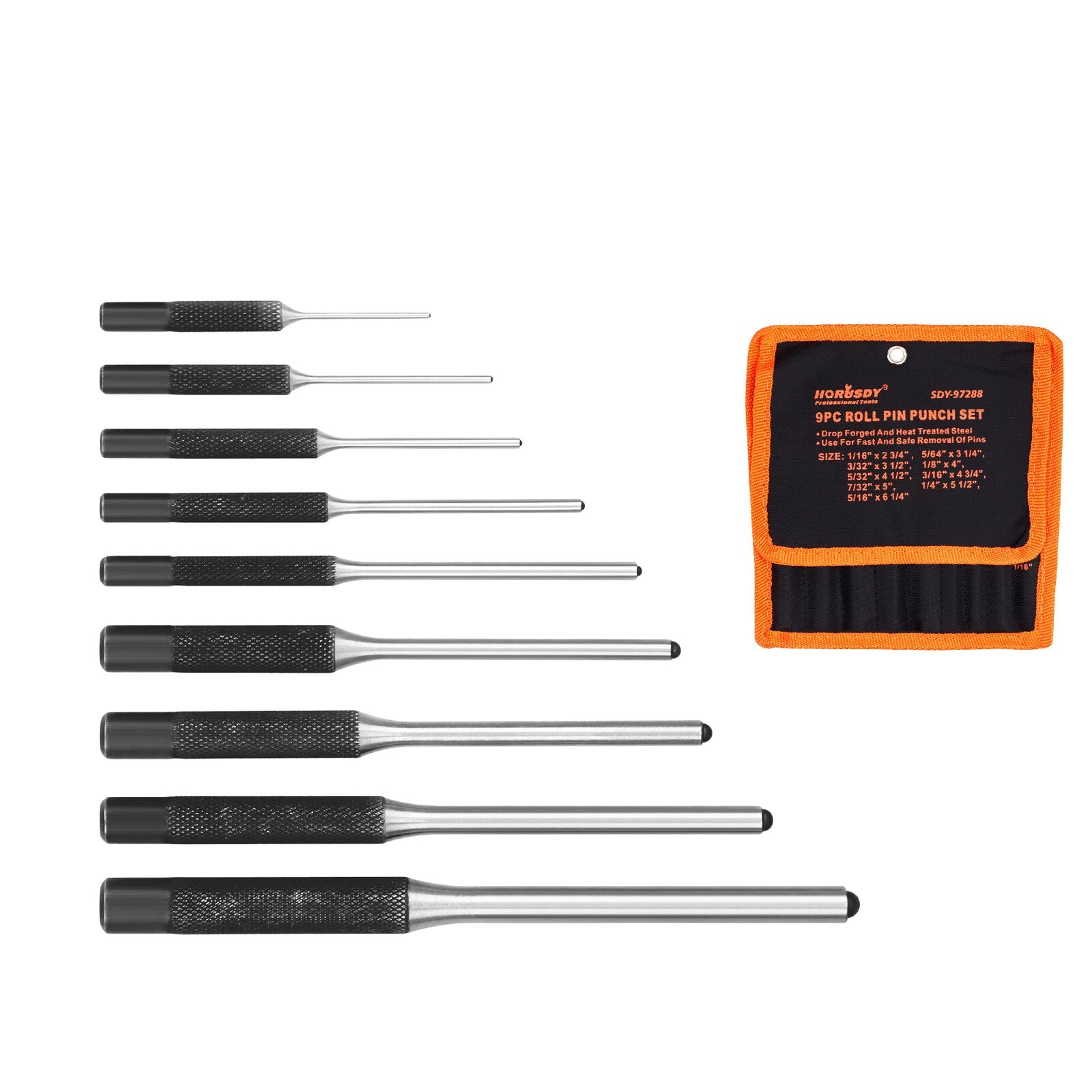 9Pc Roll Pin Punch Set Bolt Catch Gun Building Removing Repair Tool Canvas Pouch V465-97904-AU-2N