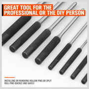 9Pc Roll Pin Punch Set Bolt Catch Gun Building Removing Repair Tool Canvas Pouch V465-97904-AU-2N