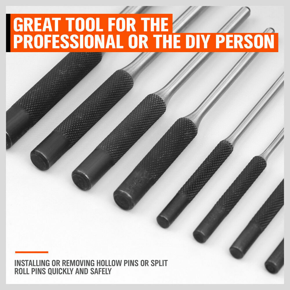 9Pc Roll Pin Punch Set Bolt Catch Gun Building Removing Repair Tool Canvas Pouch V465-97904-AU-2N