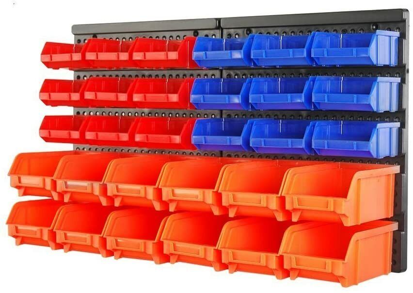 30 Bins Tool Storage Wall Mounted Organiser Parts Garage Workshop Box Heavy Duty V465-97915
