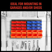 30 Bins Tool Storage Wall Mounted Organiser Parts Garage Workshop Box Heavy Duty V465-97915
