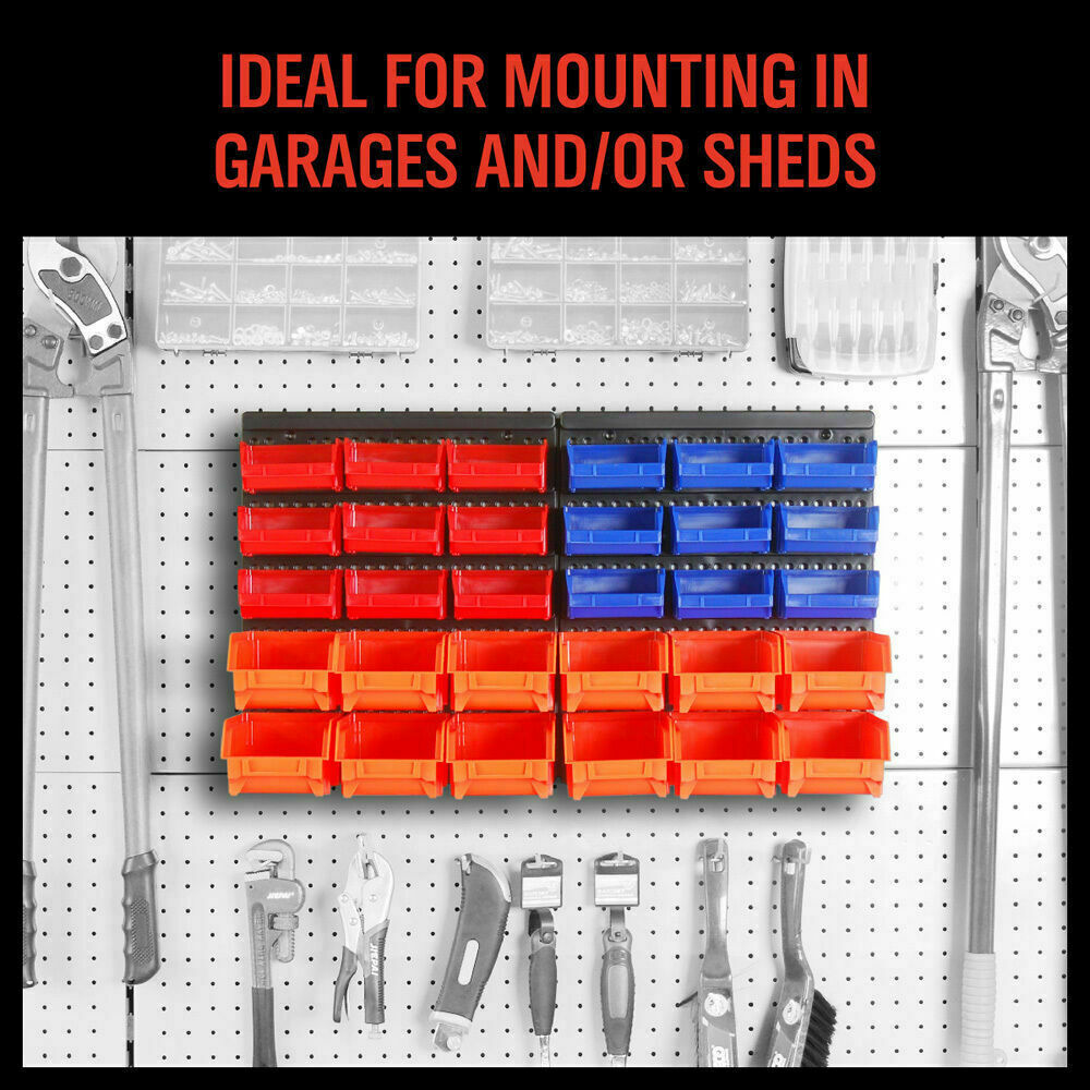 30 Bins Tool Storage Wall Mounted Organiser Parts Garage Workshop Box Heavy Duty V465-97915