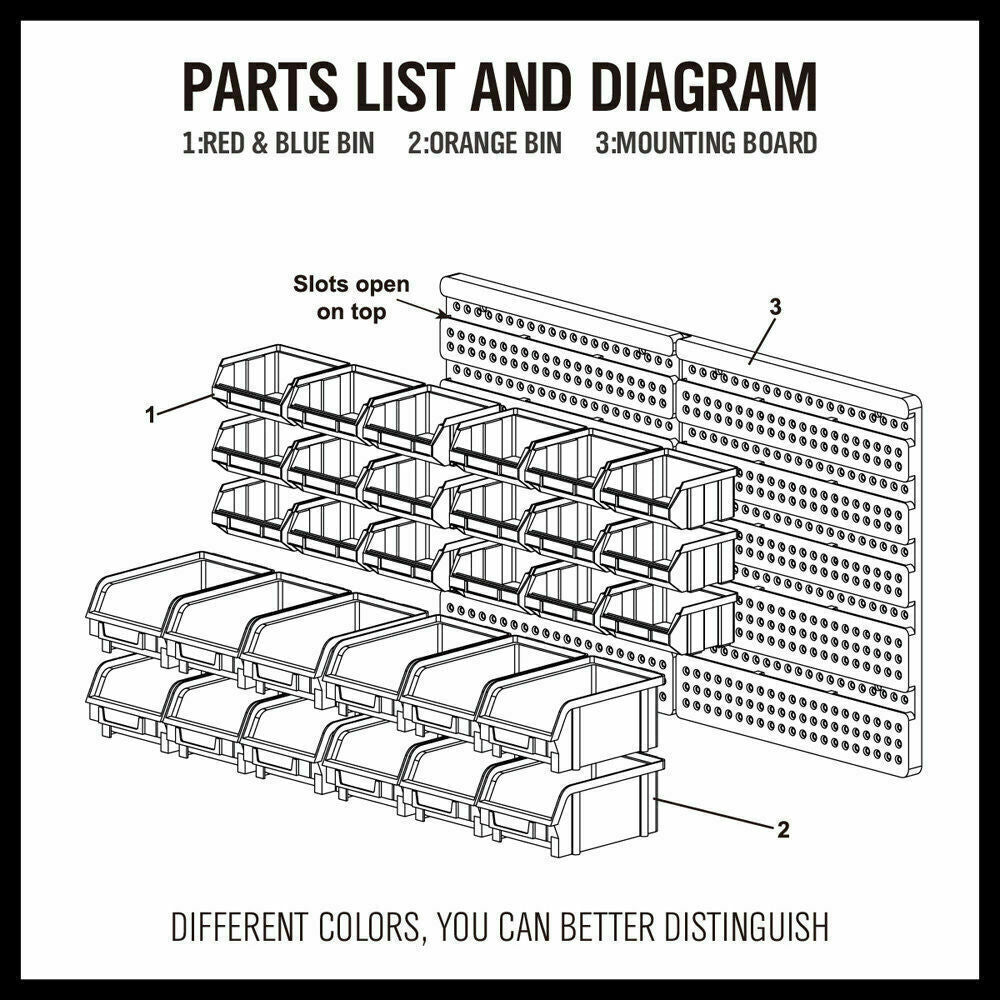 30 Bins Tool Storage Wall Mounted Organiser Parts Garage Workshop Box Heavy Duty V465-97915