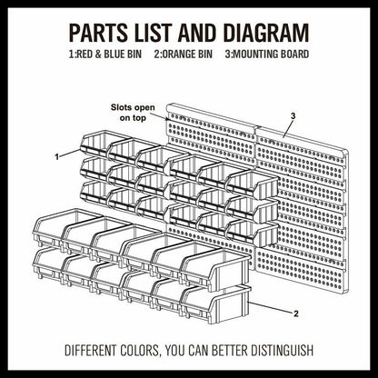 30 Bins Tool Storage Wall Mounted Organiser Parts Garage Workshop Box Heavy Duty V465-97915