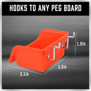 6Pc Pegboard Bins Peg Board Parts Storage With Steel Hooks Tools Organiser Tray V465-97921