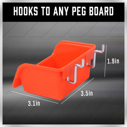 6Pc Pegboard Bins Peg Board Parts Storage With Steel Hooks Tools Organiser Tray V465-97921