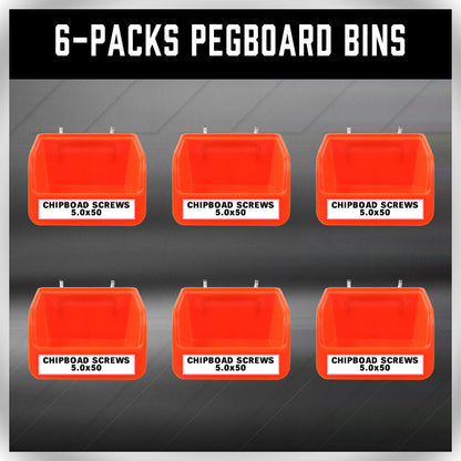 6Pc Pegboard Bins Peg Board Parts Storage With Steel Hooks Tools Organiser Tray V465-97921