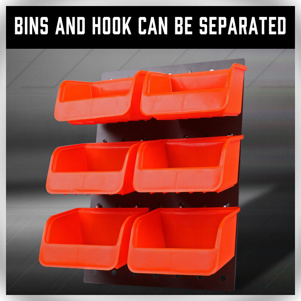 6Pc Pegboard Bins Peg Board Parts Storage With Steel Hooks Tools Organiser Tray V465-97921