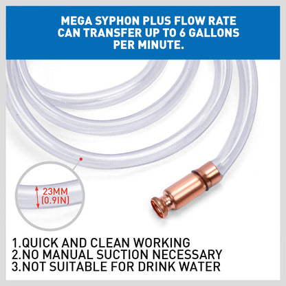 3M Self Priming Siphon Hose Water Jiggler Liquid Transfer Fuel Hose Pump Copper V465-98002