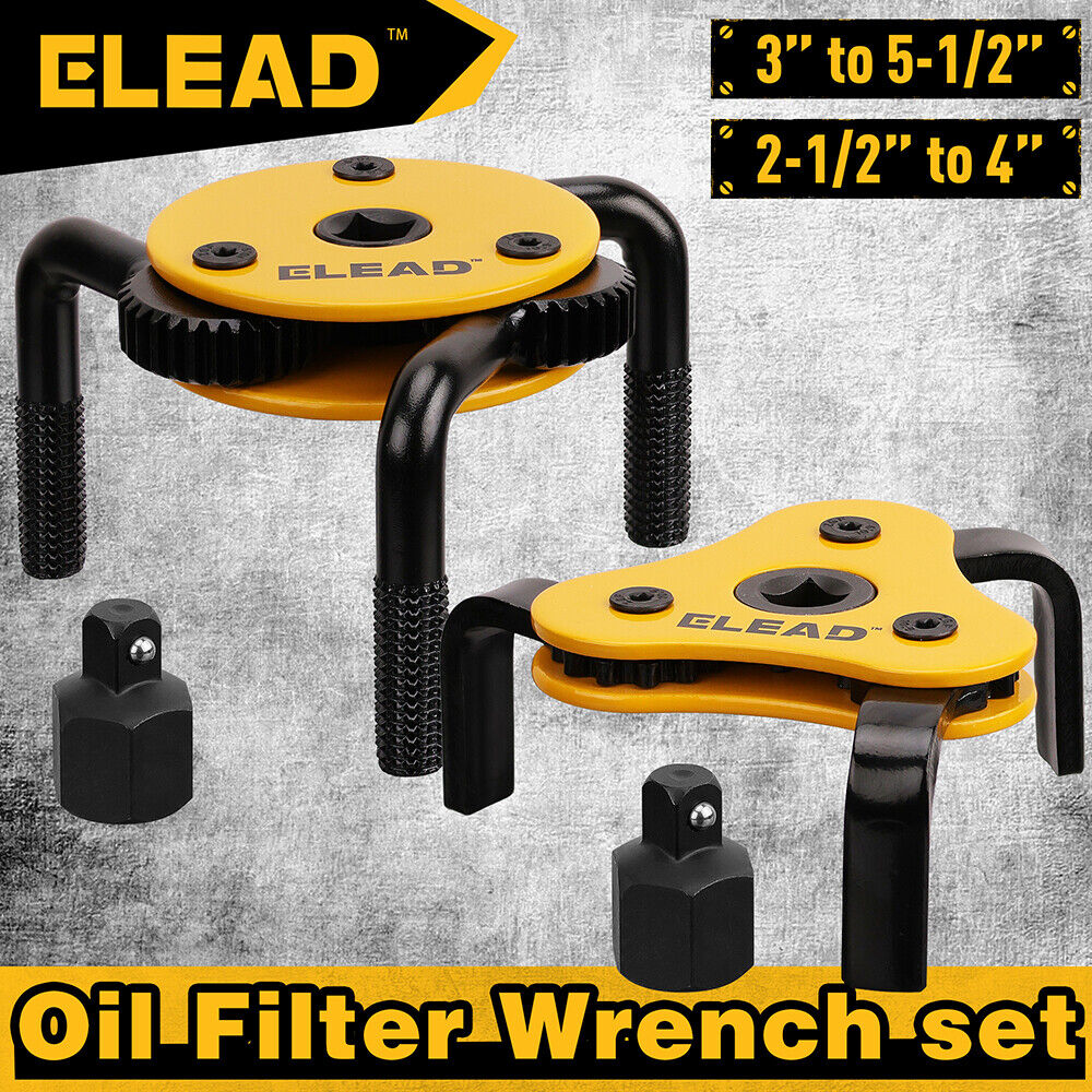 ELEAD 2Pcs Oil Filter Wrench Set Adjustable Oil Filter Change Set Engine Filters V465-E70037