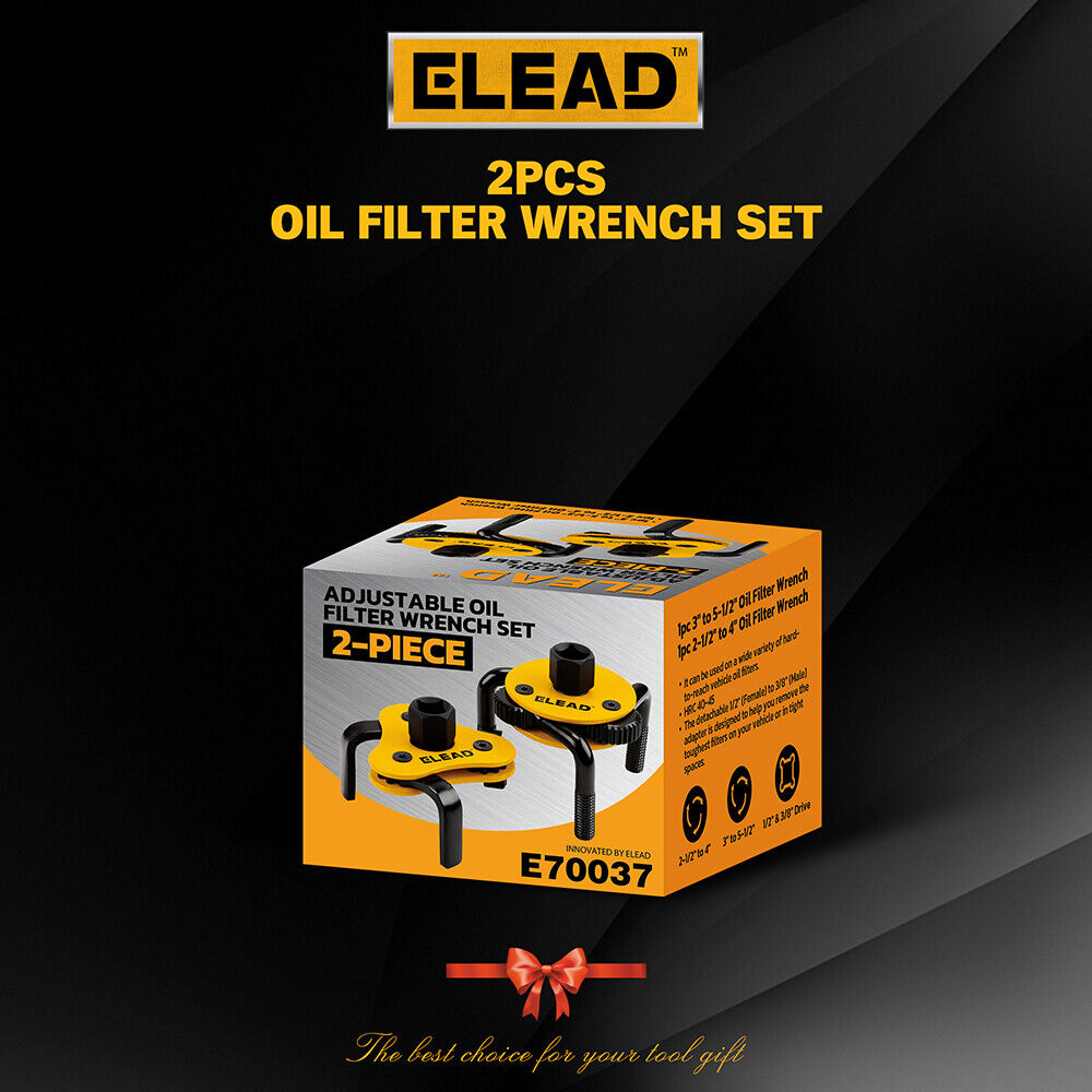 ELEAD 2Pcs Oil Filter Wrench Set Adjustable Oil Filter Change Set Engine Filters V465-E70037