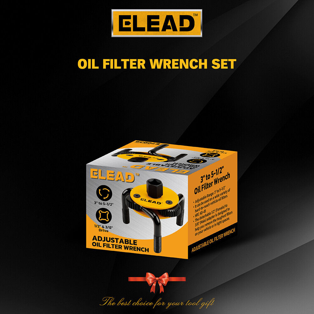 ELEAD 3" to 5-1/2" Oil Filter Wrench Set Oil Filter Removal Tool Automotive Use V465-E70039