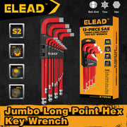 ELEAD 13Pc Extra Large Hex Key Set Long Allen Key Wrench Ball End SAE 5/64"-3/4 V465-E70040