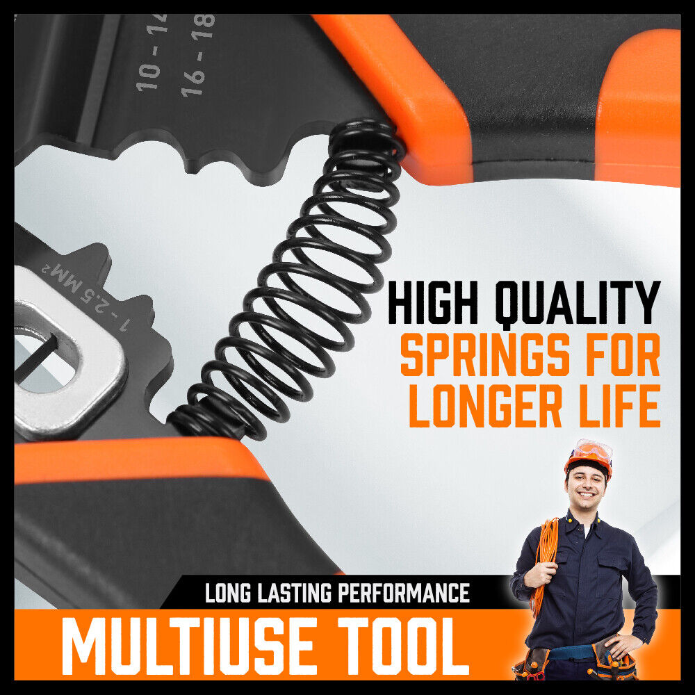 8" Wire Stripping Tool Wire Cutter Hand Crimping Pliers Strip Cutter Insulated V465-HGD02A