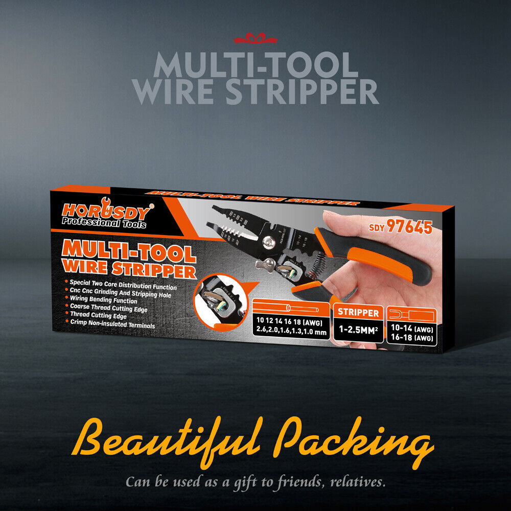 8" Wire Stripping Tool Wire Cutter Hand Crimping Pliers Strip Cutter Insulated V465-HGD02A