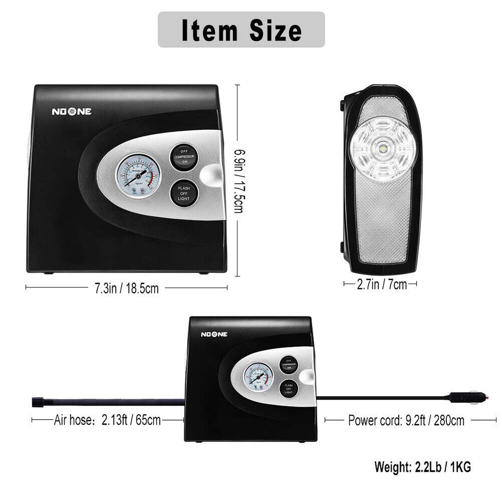 NOONE 3 IN 1 Air Compressor Tire Inflator 12V Portable Car Tire Inflator Pump V465-KJAP002