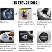 NOONE 3 IN 1 Air Compressor Tire Inflator 12V Portable Car Tire Inflator Pump V465-KJAP002