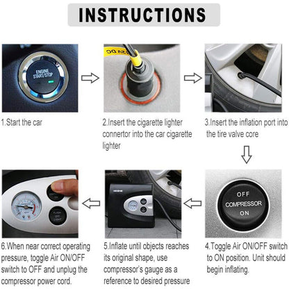 NOONE 3 IN 1 Air Compressor Tire Inflator 12V Portable Car Tire Inflator Pump V465-KJAP002