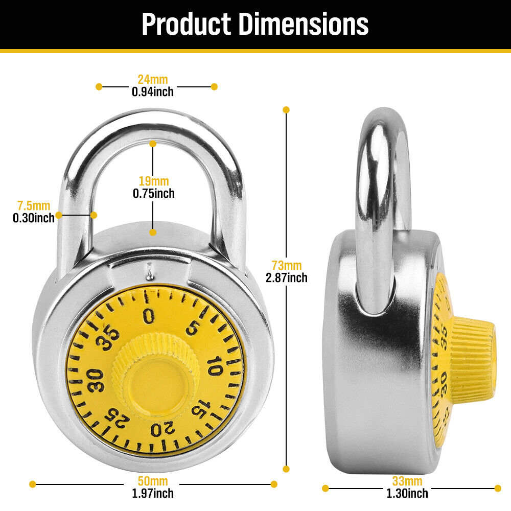 Lock Dial Combination Lock Gym Sports Locker Toolbox Case School Portable Fences V465-L26S50-114012