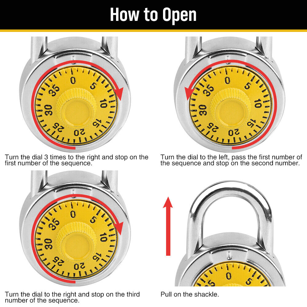 Lock Dial Combination Lock Gym Sports Locker Toolbox Case School Portable Fences V465-L26S50-114012