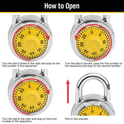 Lock Dial Combination Lock Gym Sports Locker Toolbox Case School Portable Fences V465-L26S50-114012
