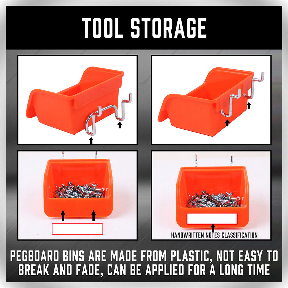 16Pc Pegboard Bins Peg Board Parts Storage With Steel Hooks Tools Organiser Tray V465-NO-SKU-1514938980160230285