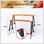 2Pc Mastercraft Sawhorse Metal Folding Non-slip Surface Saw Horse 120KG Capacity V465-SDY-55035