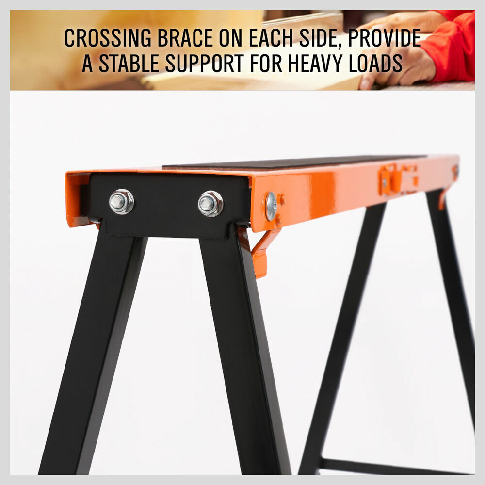 2Pc Mastercraft Sawhorse Metal Folding Non-slip Surface Saw Horse 120KG Capacity V465-SDY-55035