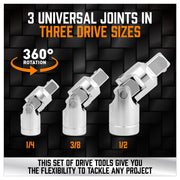 20Pc Socket Extension & Adaptor Set Flexible Joint Reducer Combination Drive Kit V465-SDY-58111