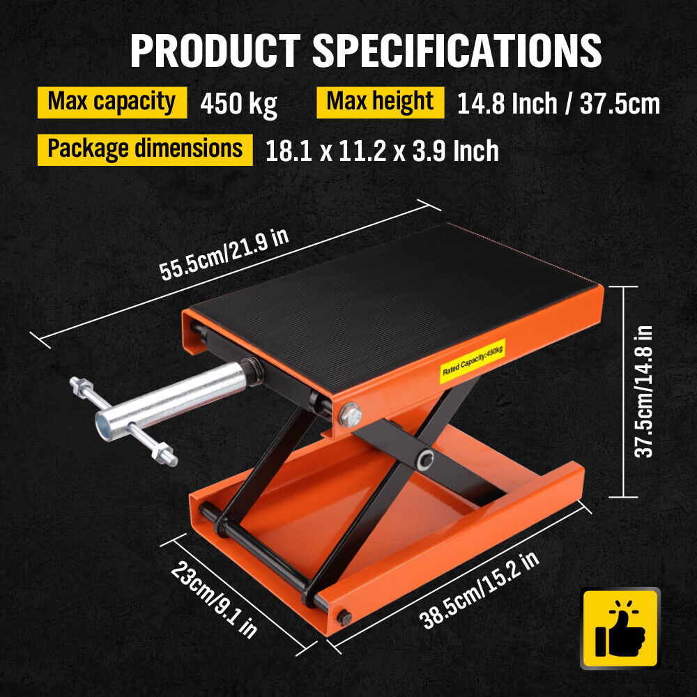 Motorcycle Jack 450KG Scissor Motor Bike Lift Stand Hoist Mini Motorbike Quad V465-SDY-94101