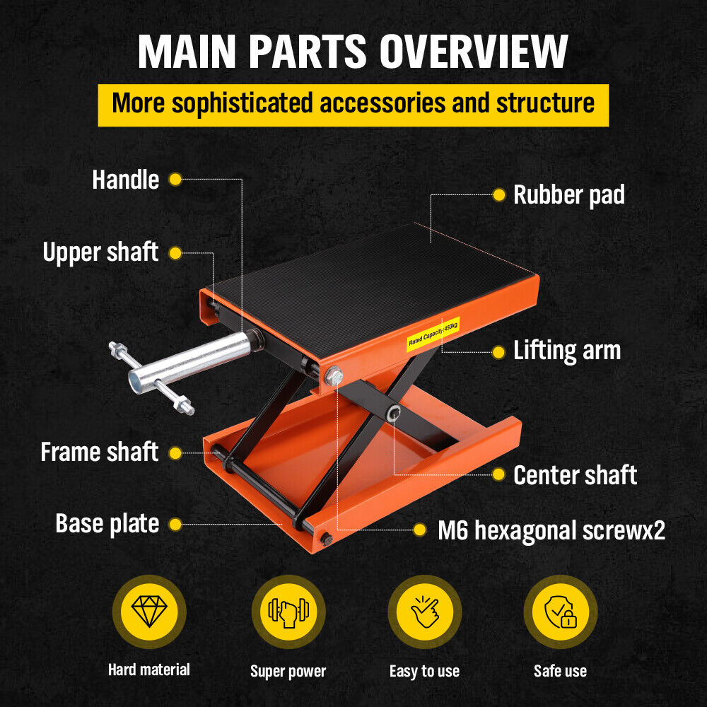 Motorcycle Jack 450KG Scissor Motor Bike Lift Stand Hoist Mini Motorbike Quad V465-SDY-94101