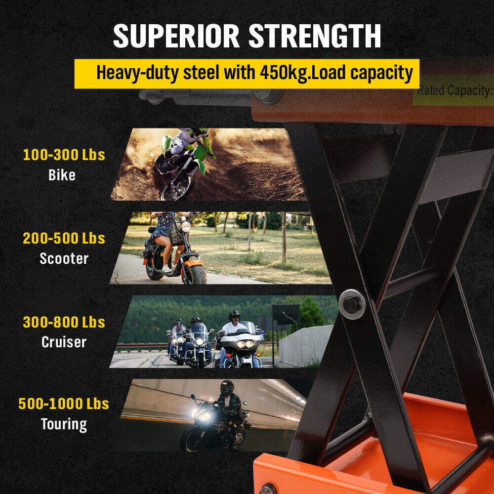 Motorcycle Jack 450KG Scissor Motor Bike Lift Stand Hoist Mini Motorbike Quad V465-SDY-94101