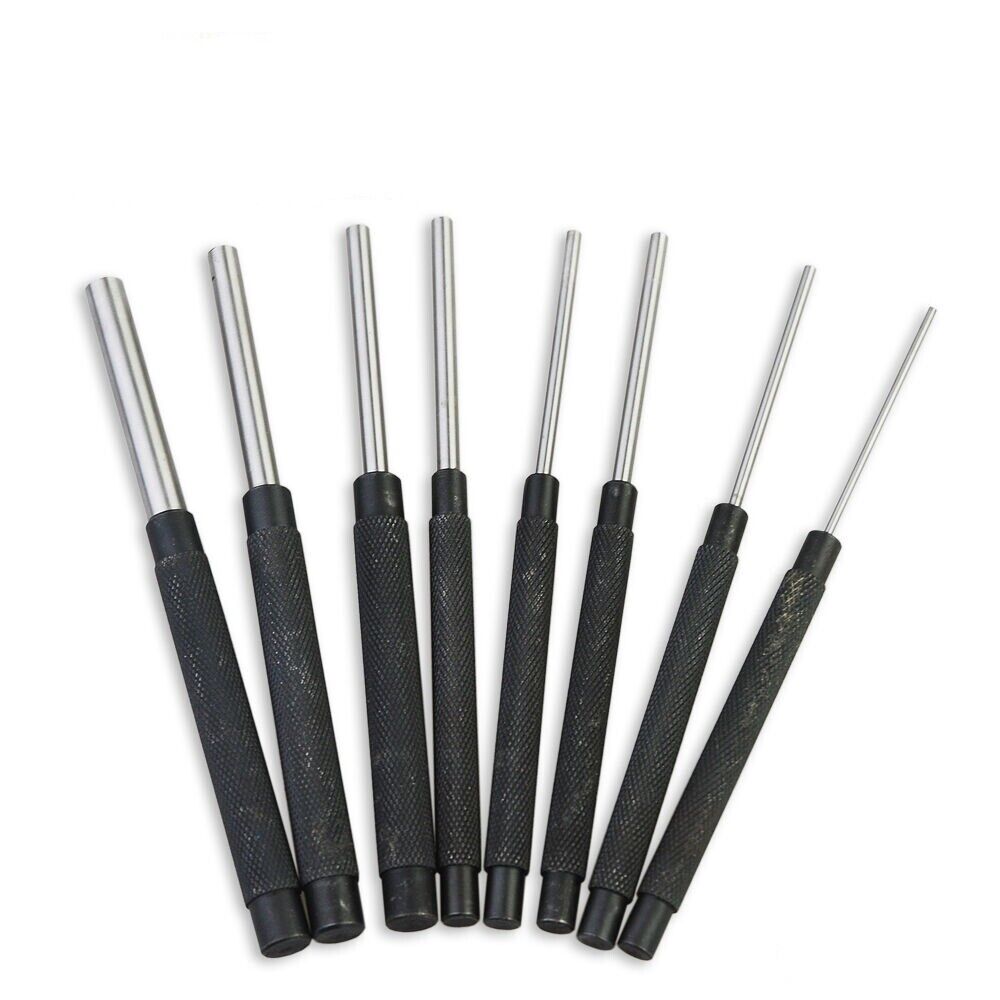8Pc Heavy Duty Long Pin Punch Set 2.4 to 10mm Drift Roll Nail Steel Flat End New V465-SDY-94226