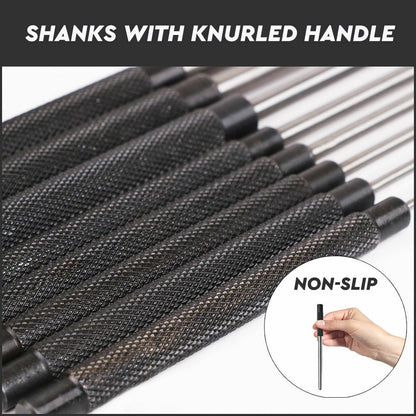 8Pc Heavy Duty Long Pin Punch Set 2.4 to 10mm Drift Roll Nail Steel Flat End New V465-SDY-94226