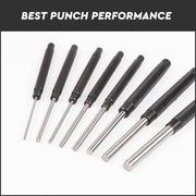 8Pc Heavy Duty Long Pin Punch Set 2.4 to 10mm Drift Roll Nail Steel Flat End New V465-SDY-94226