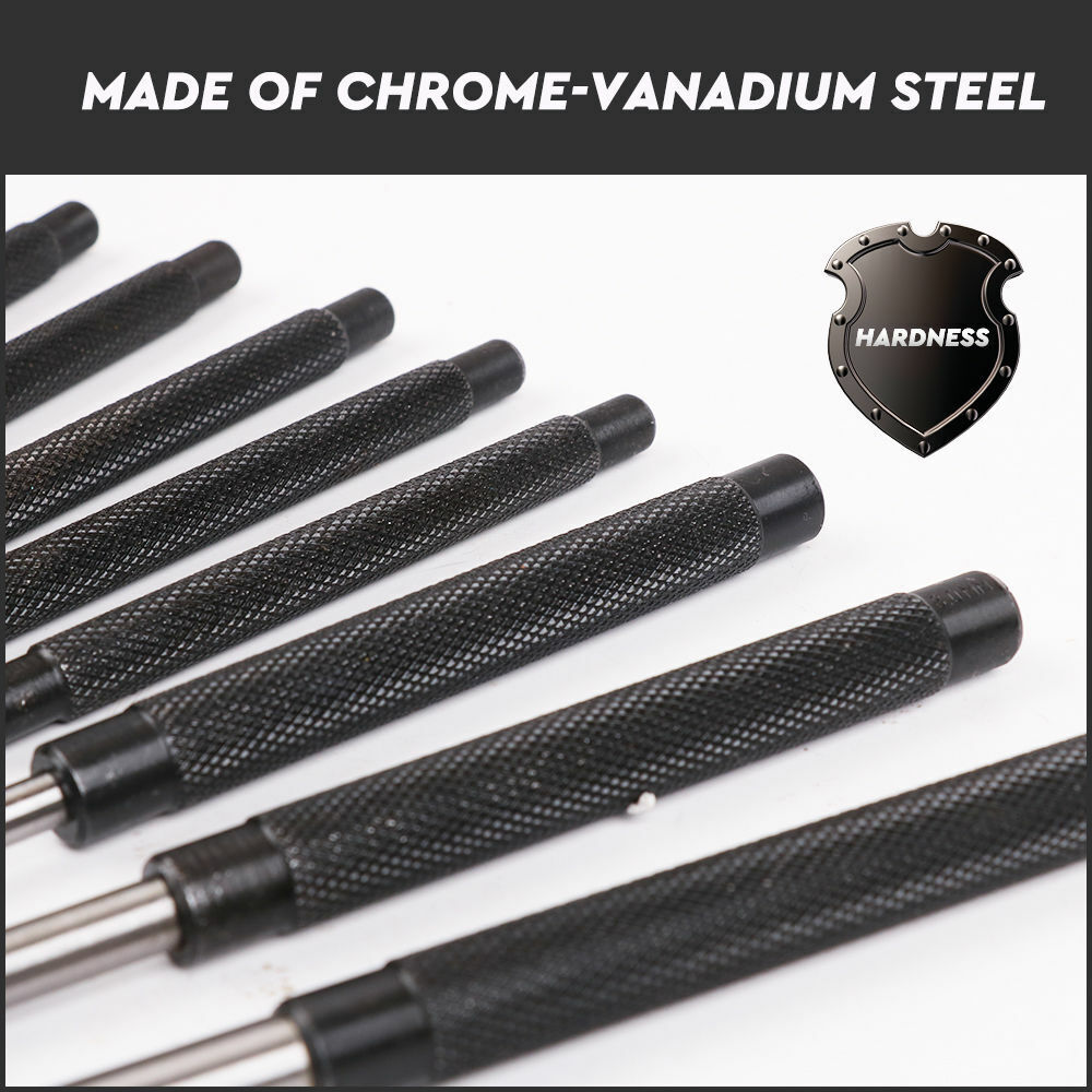 8Pc Heavy Duty Long Pin Punch Set 2.4 to 10mm Drift Roll Nail Steel Flat End New V465-SDY-94226