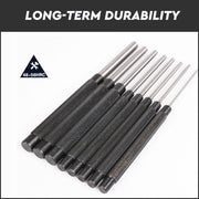 8Pc Heavy Duty Long Pin Punch Set 2.4 to 10mm Drift Roll Nail Steel Flat End New V465-SDY-94226