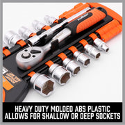 3Pc Socket Rails 66 Socket Holder Space Organiser Garage Rack 1/4" 3/8" 1/2" V465-SDY-96028