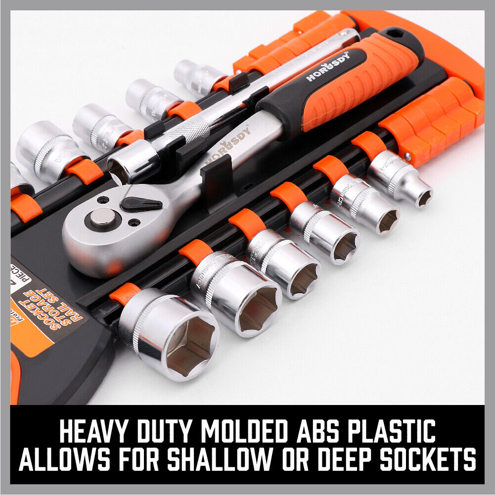 3Pc Socket Rails 66 Socket Holder Space Organiser Garage Rack 1/4" 3/8" 1/2" V465-SDY-96028