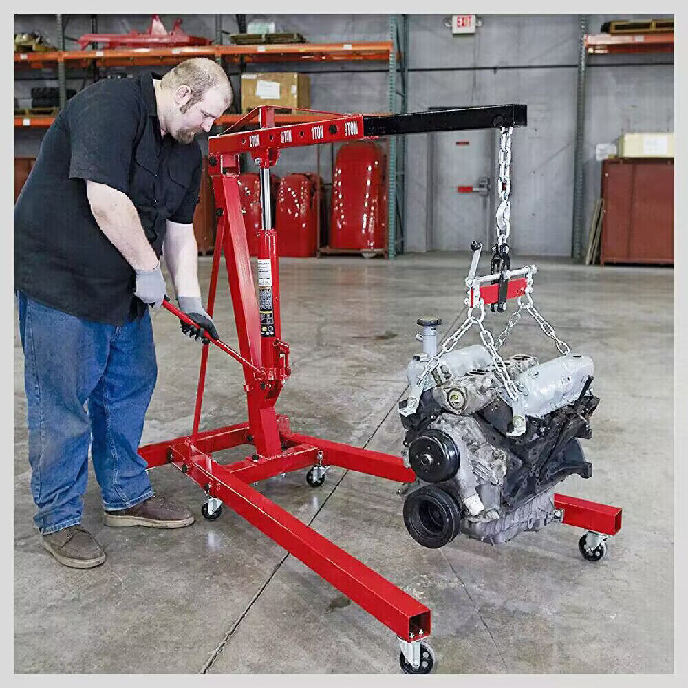 2-Ton Hydraulic Engine Crane Foldable Hoist Stand for Mobile Garage Lifting- Workshop Essential V465-SDY-97262