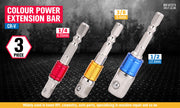 3Pc Socket Bit Adaptor Set Drill Nut Driver Power Extension Bars 1/4" 3/8" 1/2" V465-SDY-97276
