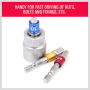 3Pc Socket Bit Adaptor Set Drill Nut Driver Power Extension Bars 1/4" 3/8" 1/2" V465-SDY-97276