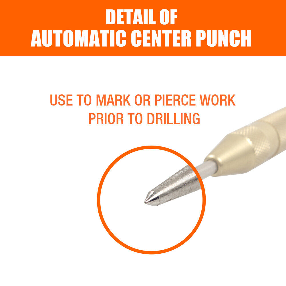 125mm/5" Automatic Centre Punch Adjustable Spring Loaded Metal Drill Tool Glod V465-SDY-97281