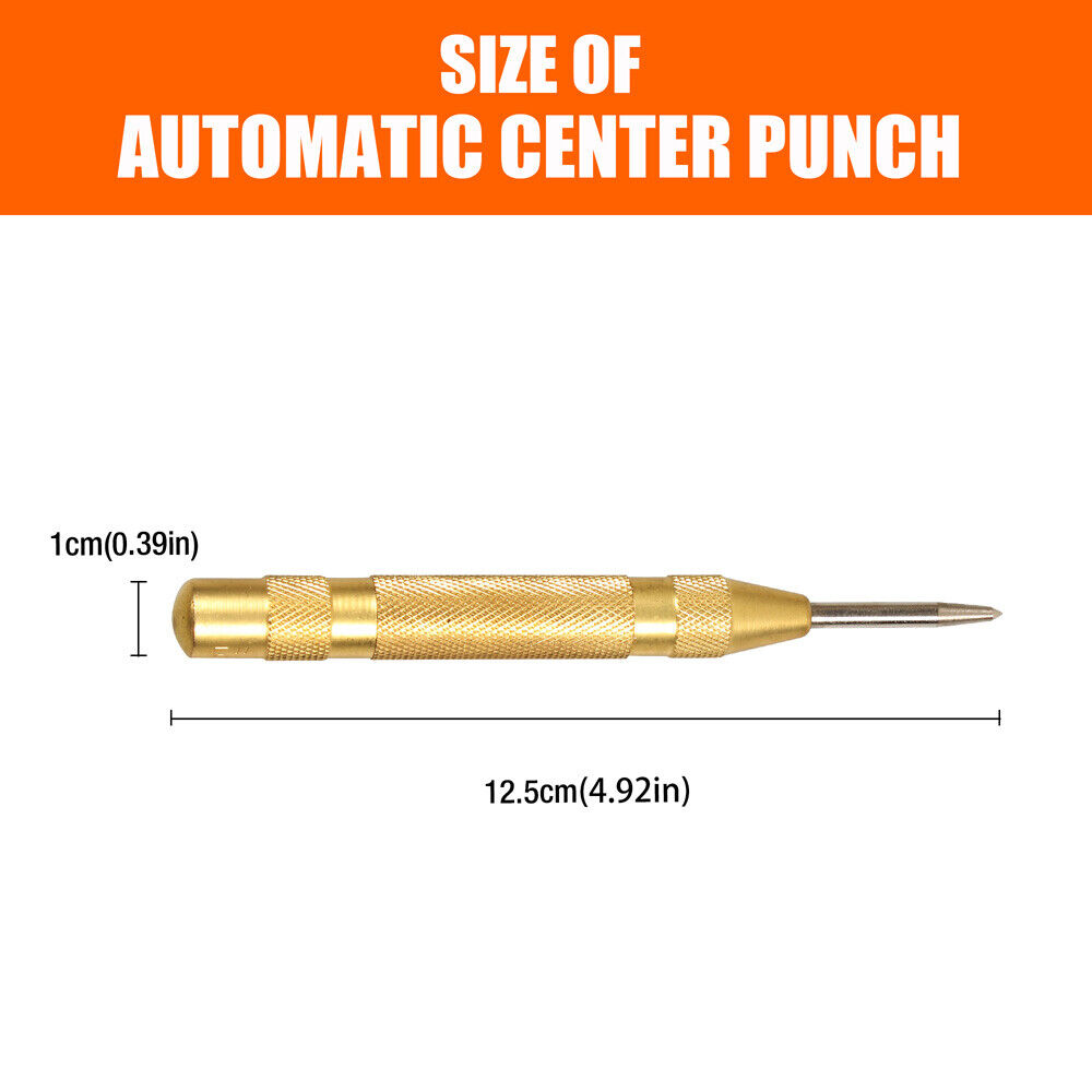 125mm/5" Automatic Centre Punch Adjustable Spring Loaded Metal Drill Tool Glod V465-SDY-97281