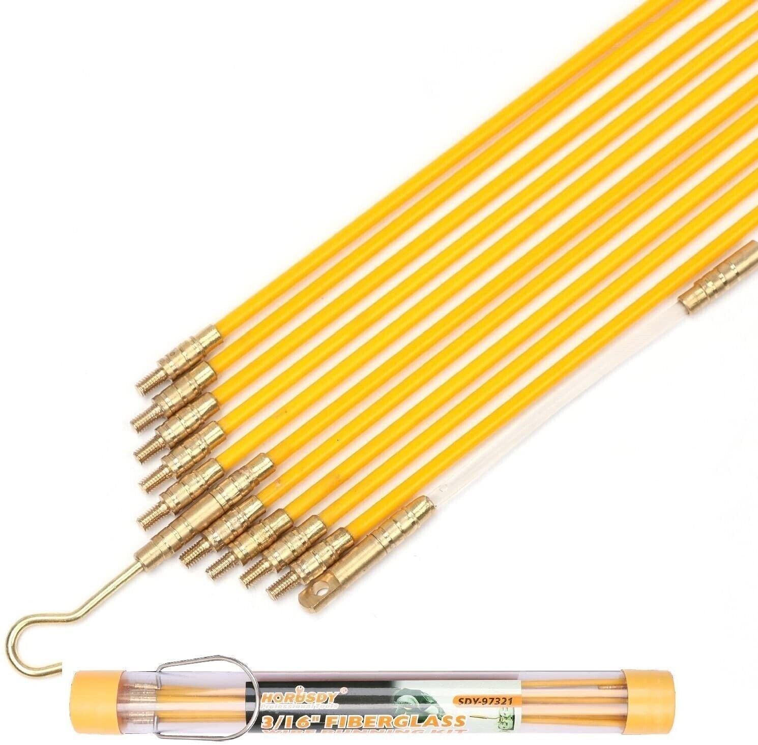 3.3m 4mm Fibreglass Electricians Push Pull Rods Cable Cavity Contractors Duct V465-SDY-97342