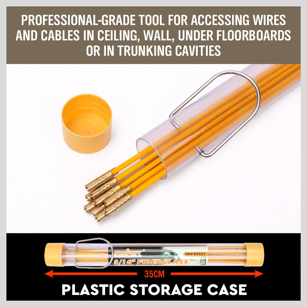 3.3m 4mm Fibreglass Electricians Push Pull Rods Cable Cavity Contractors Duct V465-SDY-97342