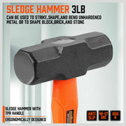 5Pc Hammer Set Rubber / Ball Pein / Sledge / Cross Pein Mallet TPR Grip Handle V465-SDY-97401