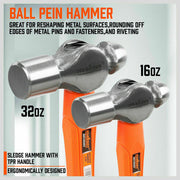 5Pc Hammer Set Rubber / Ball Pein / Sledge / Cross Pein Mallet TPR Grip Handle V465-SDY-97401