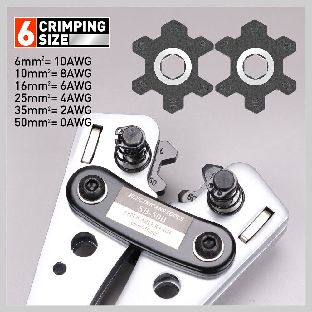 6-50 mm2 Wire Crimper Cable Crimp Electric Tube Crimping Hand Tool Battery Lug V465-SDY-97727