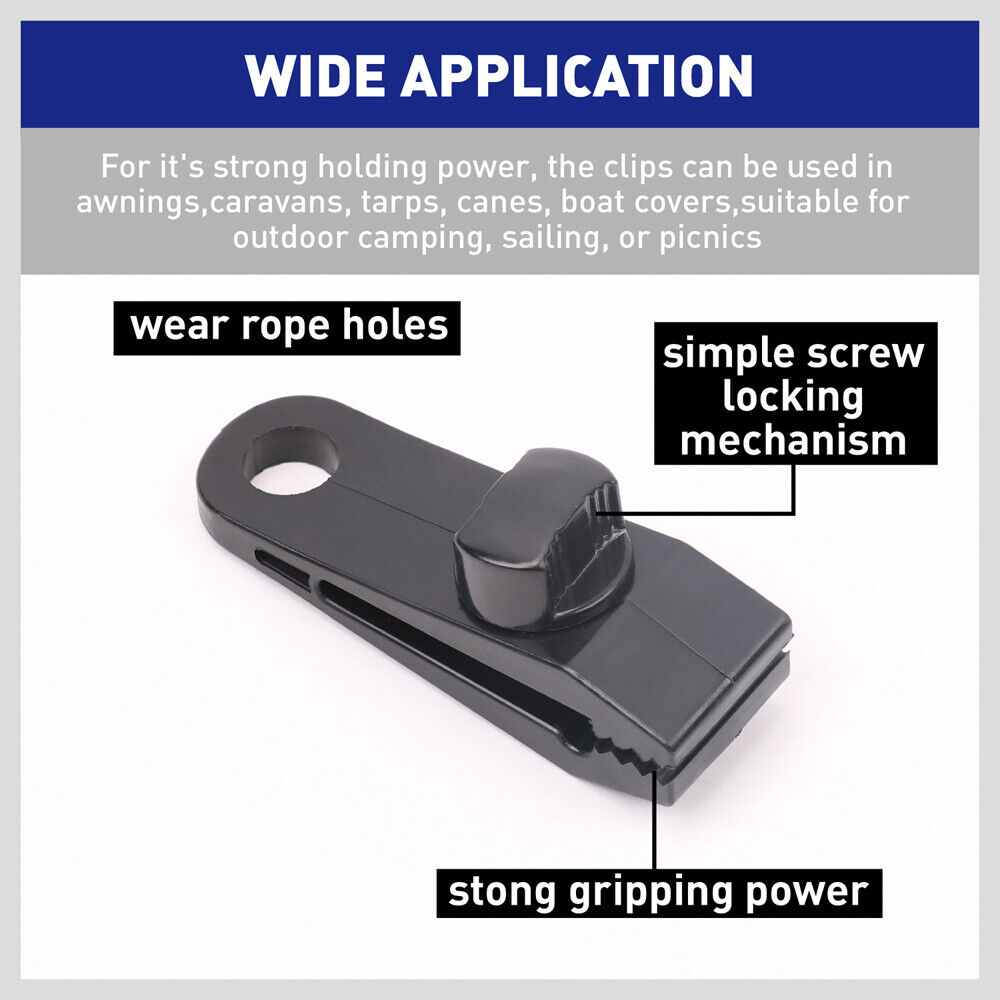 8Pc Awning Tarp Clamp Set Clips Hangers Survival Tent Emergency Grommet V465-SDY-97729